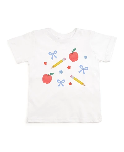 Sweet Wink Toddler Girls 2T- 4T Ditsy Floral Back To School Short Sleeve T-Shirt