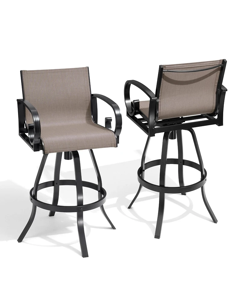 Pellebant Outdoor Patio Sunbrella Fabric Swivel Aluminum Bar Stools