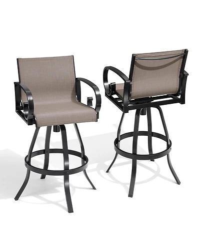 Pellebant Outdoor Patio Sunbrella Fabric Swivel Aluminum Bar Stools