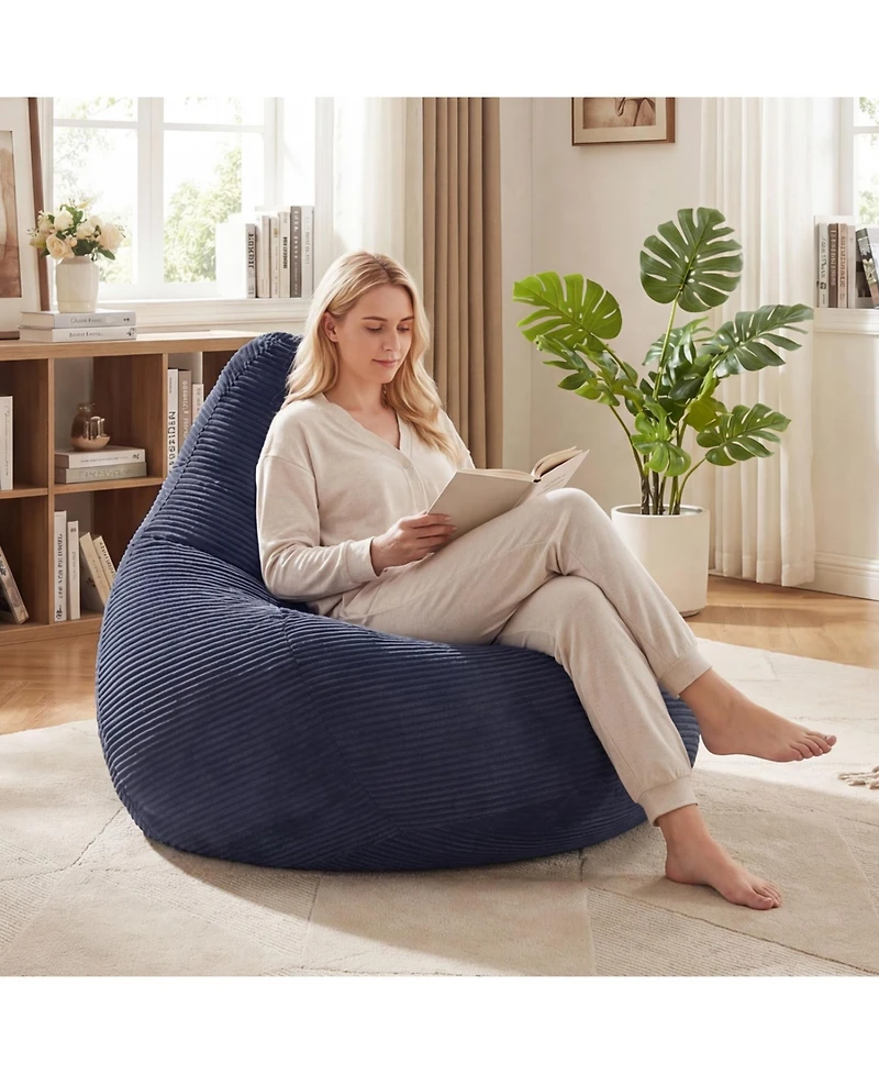 Slickblue Bean Bag Chair for Adults with Soft Filling and Corduroy Upholstery