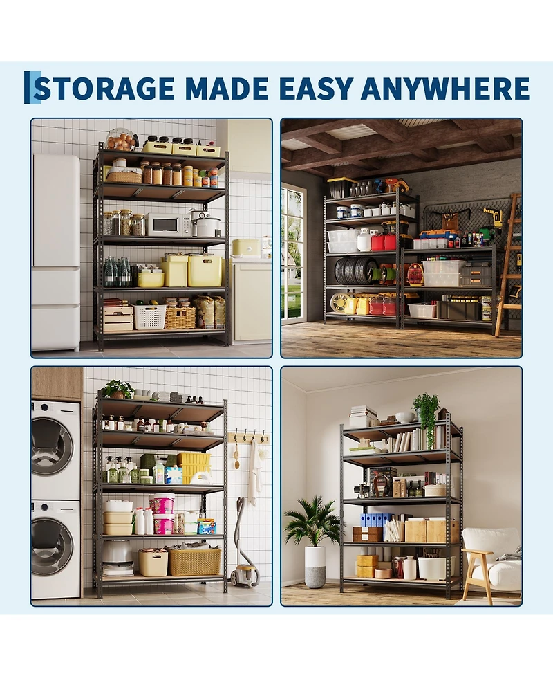homfan Storage Shelves, Heavy Duty Metal Shelving Unit with Adjustable Shelves for Pantry or Basement
