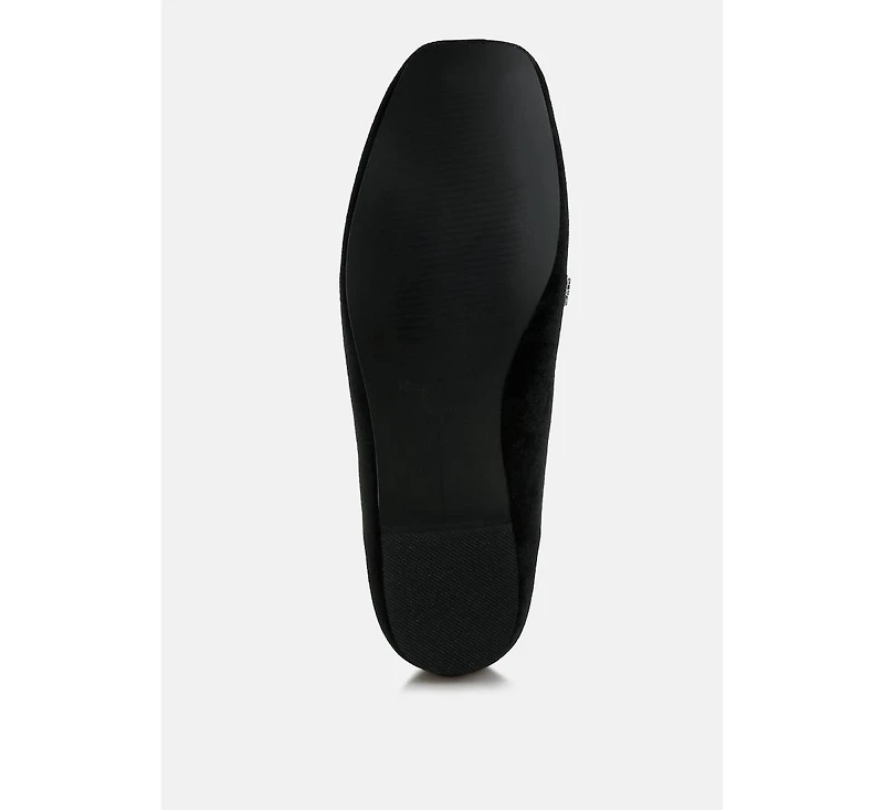 Kyari Velvet Diamante Strap Loafers