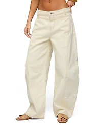 Edikted Women's Gili Contrast Stitch Low Rise Barrel Jeans