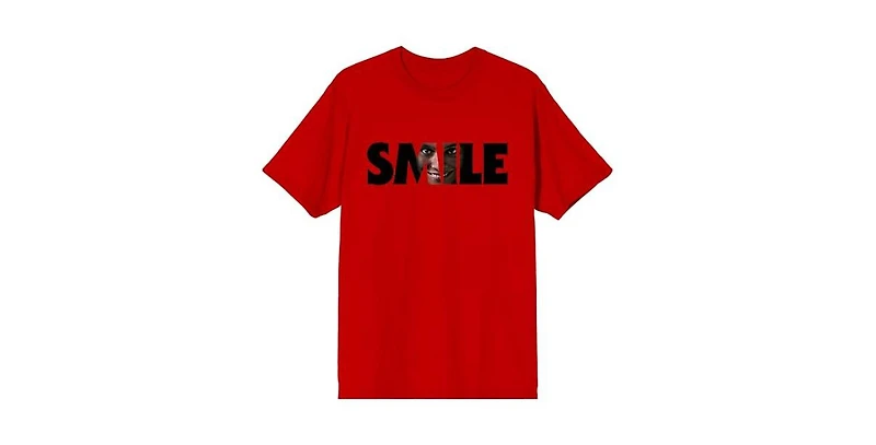 Smile Men's Text With Hidden Face Crew Neck Short Sleeve Adult Red T-shirt-xxl