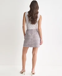 Bcbg Women's Metallic Accent Tweed Mini Skirt