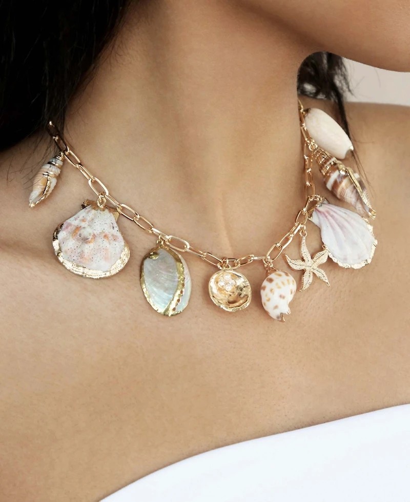 Ettika Private Island 18k Gold-Tone Plated Assorted Shell Necklace