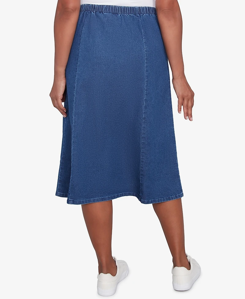 Alfred Dunner Petite Paneled Full Length Denim Skirts