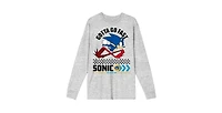 Sonic The Hedgehog Modern Gotta Go Fast Crew Neck Long Sleeve Athletic Heather Adult Tee-Medium