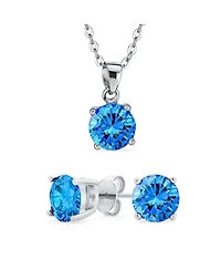 Bling Jewelry 4CTW Round Cz Solitaire Stud Earrings and Pendant Necklace Set .925 Sterling Silver