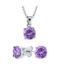 Bling Jewelry 4CTW Round Cz Solitaire Stud Earrings and Pendant Necklace Set .925 Sterling Silver