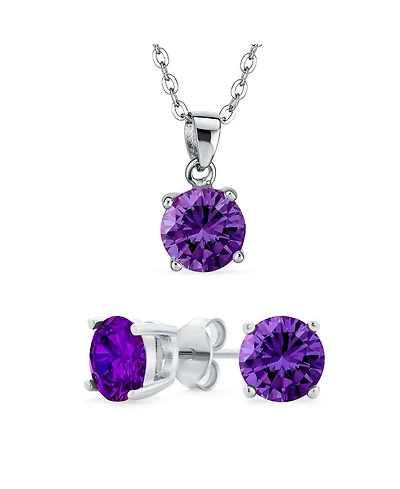 Bling Jewelry 4CTW Round Cz Solitaire Stud Earrings and Pendant Necklace Set .925 Sterling Silver