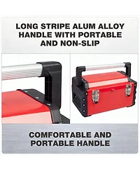 Xdovet Metal Toolbox 16" Steel Organizer Portable Double-Lock Removable Tray