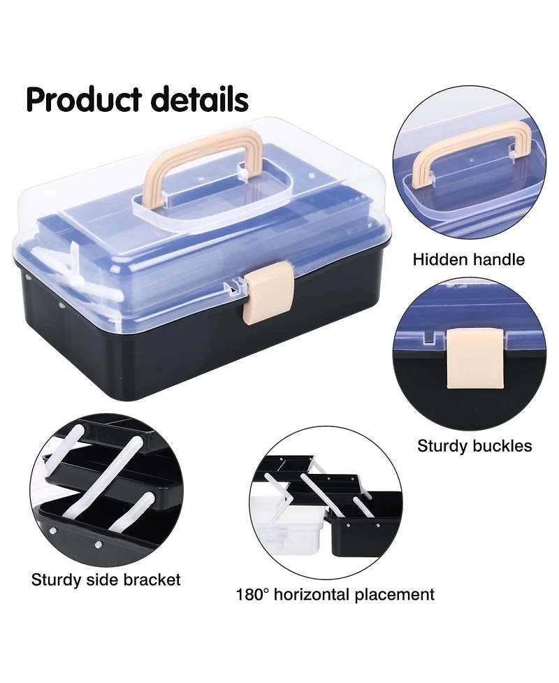 Xdovet Craft Organizer Tackle Box 3-Layer Folding Toolbox