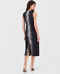 Anne Klein Women's Animal-Print Jewel-Neck Midi Dress