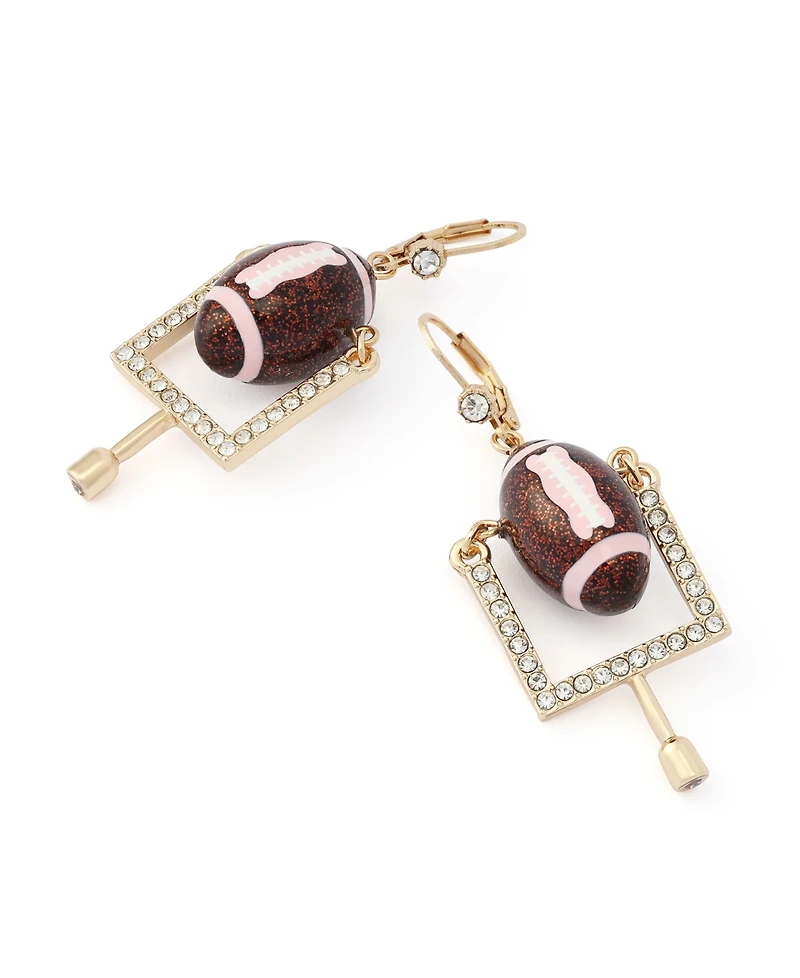 Betsey Johnson Faux Stone Betsey Ball Football Field Goal Drop Earrings