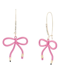 Betsey Johnson Faux Stone Best In Class Bow Pencil Dangle Earrings