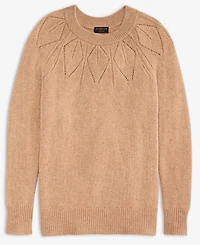 Charter Club Women's Placed-Pointelle Crewneck 100% Cashmere Sweater, Macy's Exclusive