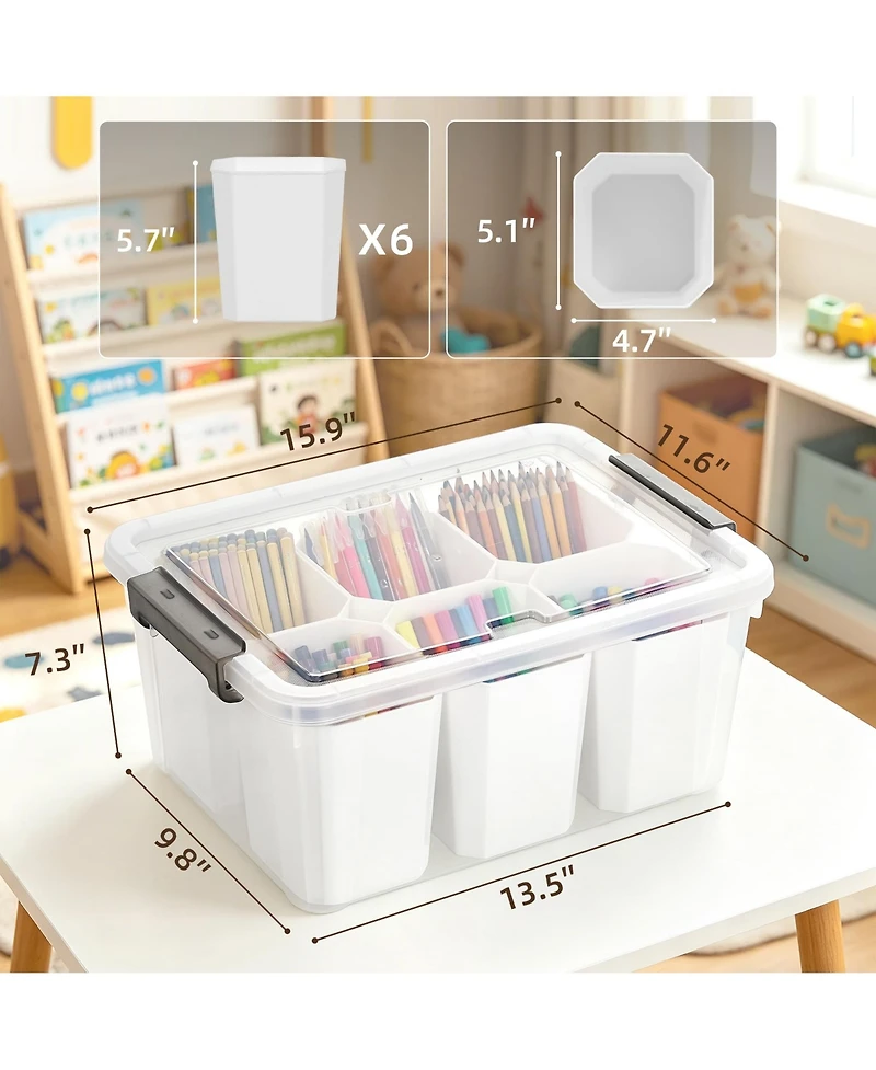 Xdovet Plastic Storage Box With Lids Stackable Organizer