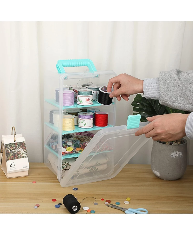 Xdovet Plastic Storage Box with Adjustable Dividers
