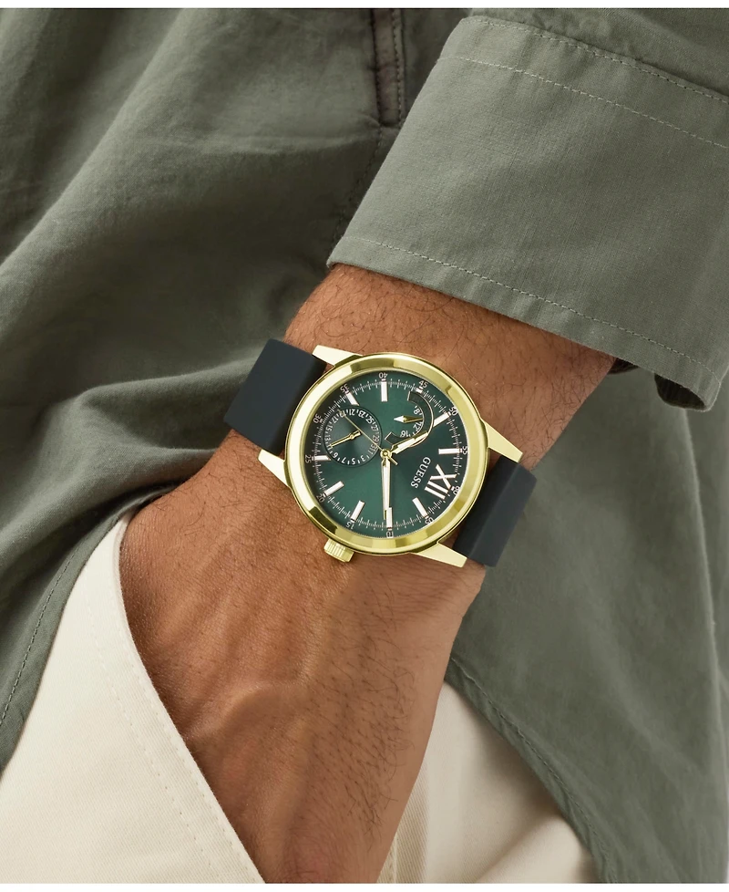 Guess Men's Gold-Tone Silicone Strap Watch 42mm