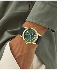 Guess Men's Gold-Tone Silicone Strap Watch 42mm