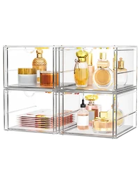 Xdovet Versatile Makeup Organizer Drawer Transparent Desktop Storage 4 Drawers