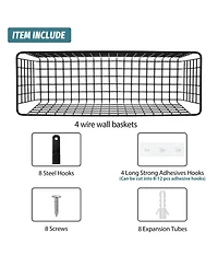 Xdovet Wire Wall Hanging Storage Baskets with Hooks