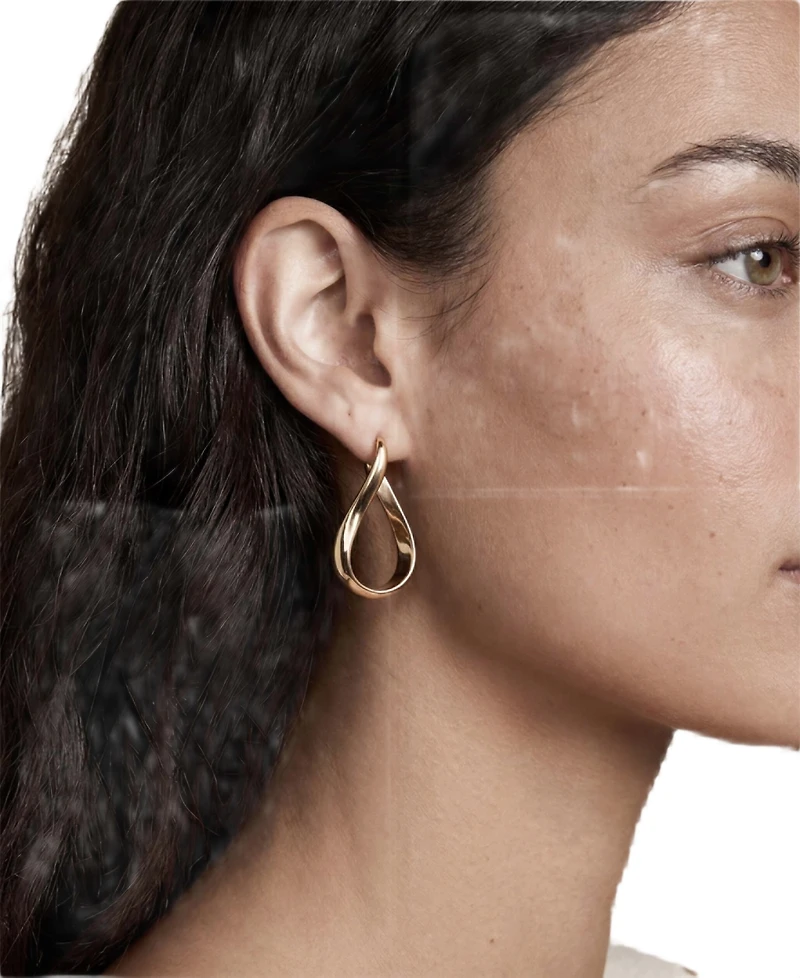 Ettika 18k Gold-Tone Plated Twisting Oval Hoop Earrings