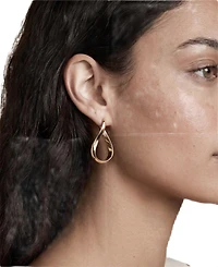 Ettika 18k Gold-Tone Plated Twisting Oval Hoop Earrings