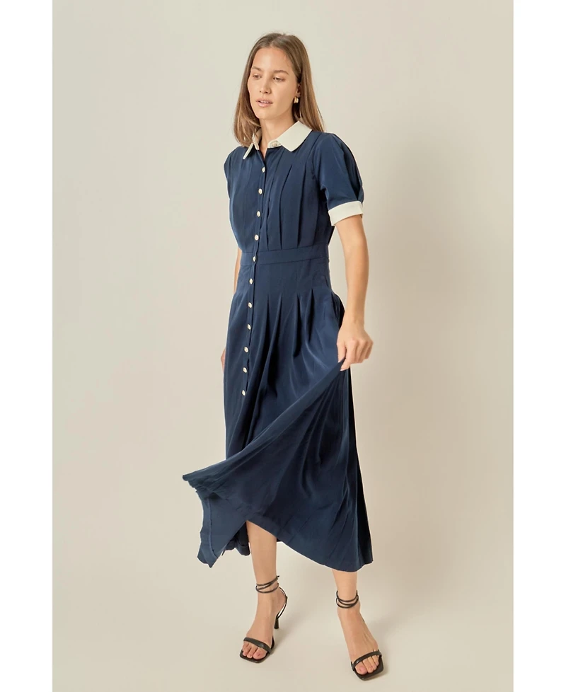 English Factory Women's Pleated Shirt Midi Dress
