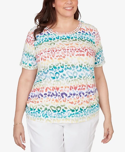 Alfred Dunner Plus Rainbow Animal Print T-Shirt
