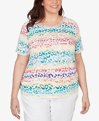 Alfred Dunner Plus Rainbow Animal Print T-Shirt
