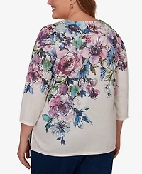 Alfred Dunner Plus Falling Roses Knit Top