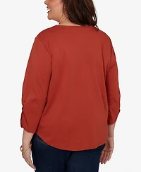 Alfred Dunner Plus Tossed Floral Butterfly Top