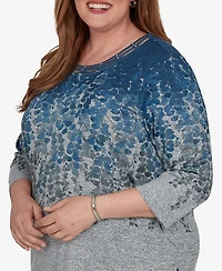 Alfred Dunner Plus Falling Leaves Pocket Knit Top