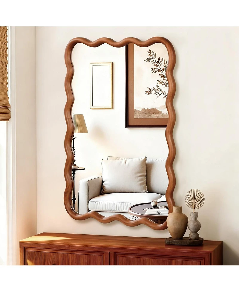 Laoties 24" x 36" Wavy Rectangle Wall Mirror, Modern Decorative Accent Mirror for Living Room, Bathroom and Entryway