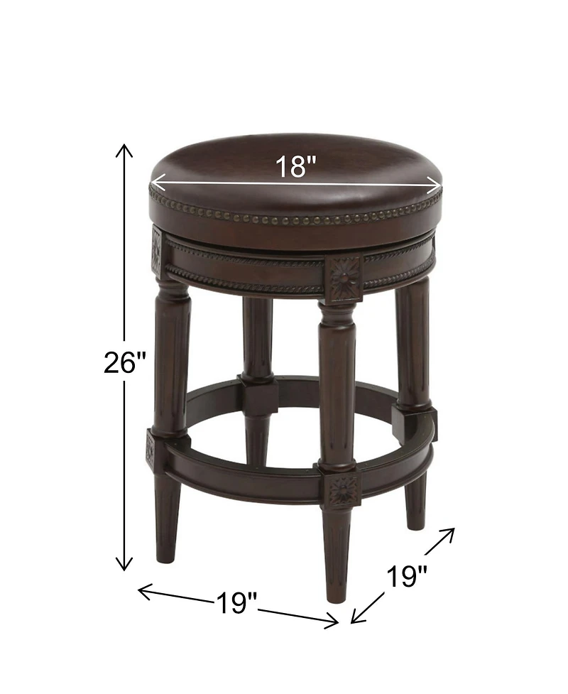 Clihome 1 Piece 26 Inch Swivel Counter Stool Backless Wooden Bar with Pu Leather Seat