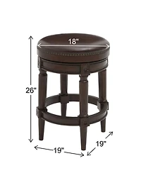Clihome 1 Piece 26 Inch Swivel Counter Stool Backless Wooden Bar with Pu Leather Seat