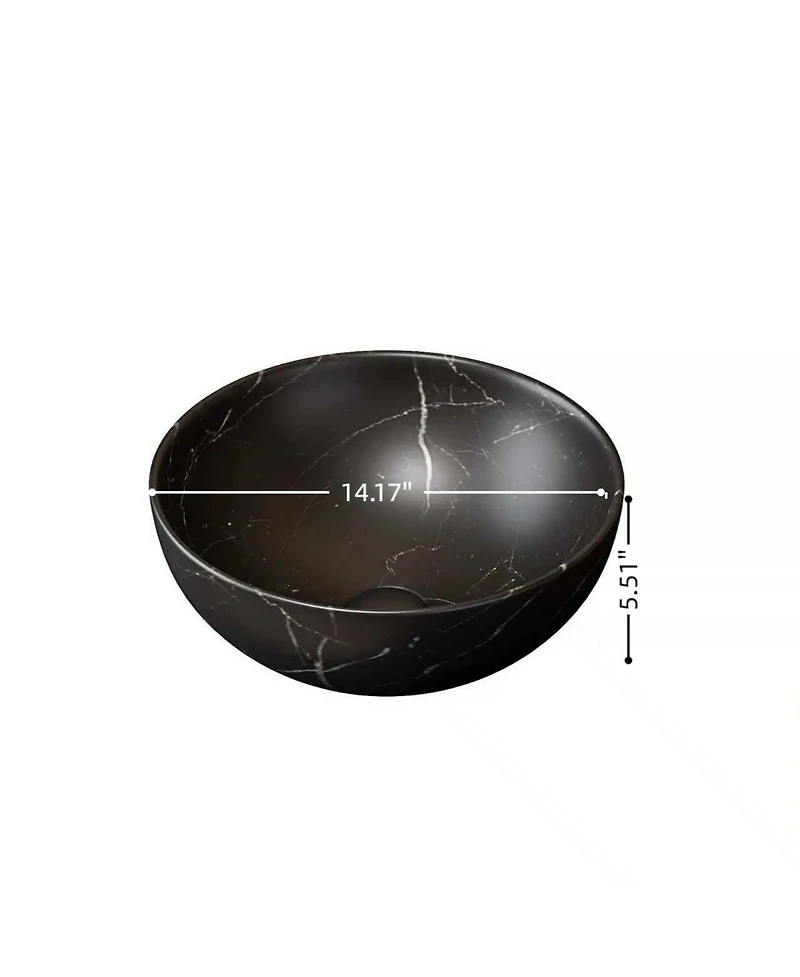 Busdays 14 Inch Ceramic Bathroom Sink with Stone Pattern No Faucet Bowl Sink