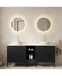 Sillysis Inch Bathroom Vanity with Double Vessel Sinks, Sintered Stone Countertop, Soft Close Doors