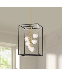 Possini Euro Design Alter Gold Pendant Chandelier Modern Led Frosted Glass 6-Light Fixture for Dining Room