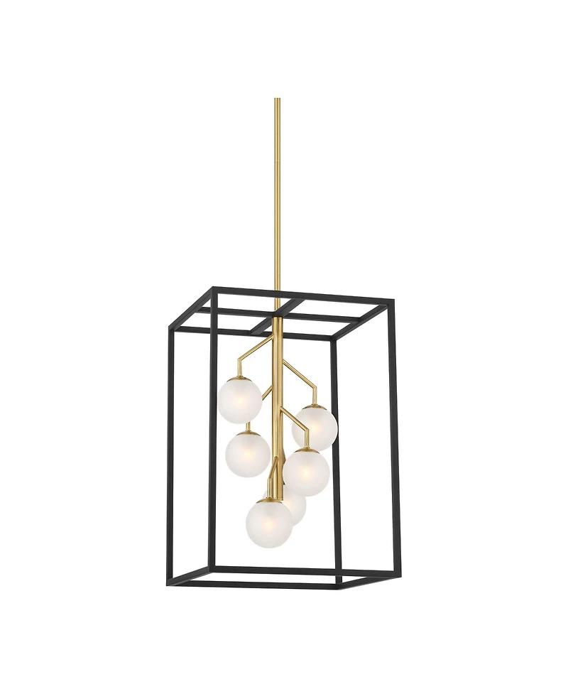 Possini Euro Design Alter Gold Pendant Chandelier Modern Led Frosted Glass 6-Light Fixture for Dining Room