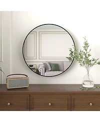 Laoties 36" Large Round Wall Mirror, Modern Decorative Metal Circle Mirror for Living Room, Entryway