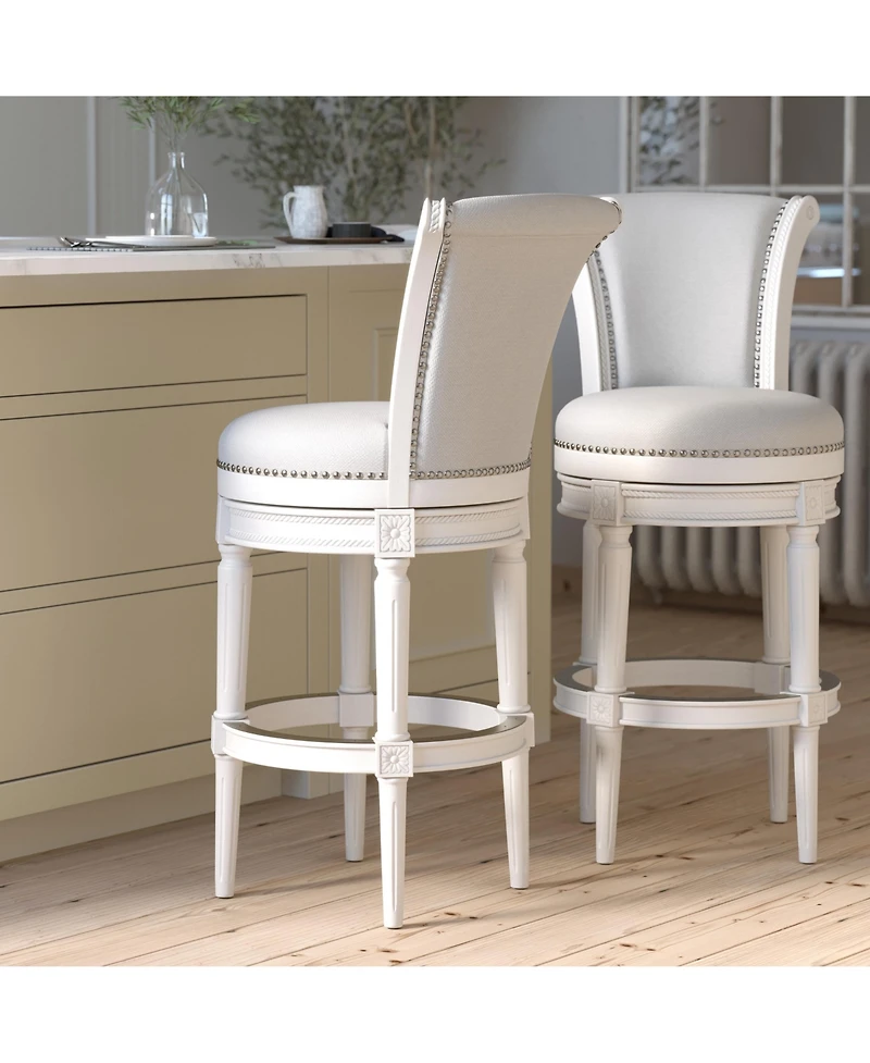 Clihome 1 Piece 31 Inch Wood Bar-Height Swivel Barstool with High-Back
