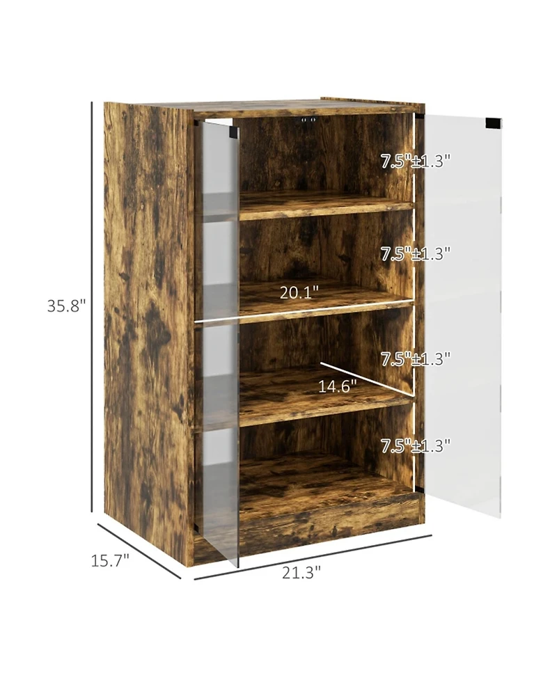 Clihome 4-Tier Media Storage Cabinet, Audio Rack with Tempered Glass Doors - Adjustable Shelves
