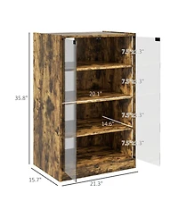 Clihome 4-Tier Media Storage Cabinet, Audio Rack with Tempered Glass Doors - Adjustable Shelves