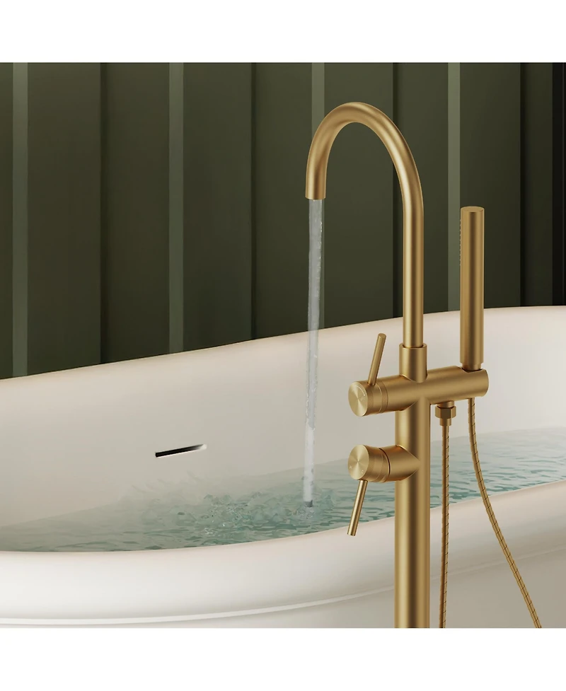 Everstein 2-Handle Freestanding Floor Mount Tub Filler Faucet with Diverter