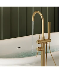 Everstein 2-Handle Freestanding Floor Mount Tub Filler Faucet with Diverter