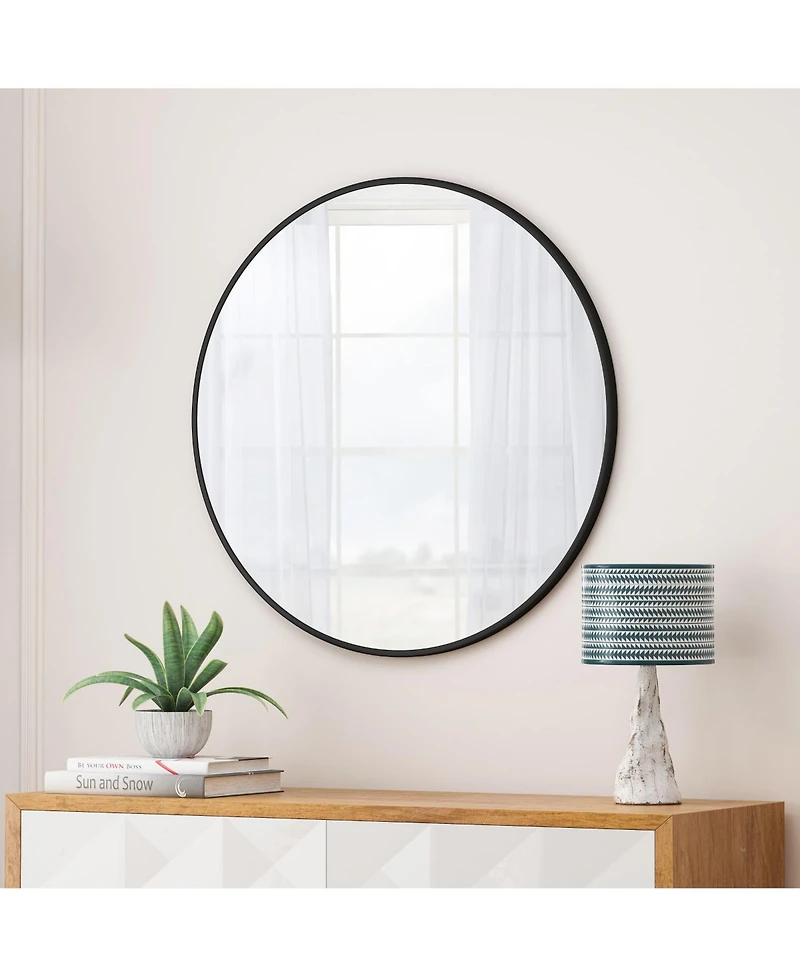 Laoties 48" Oversized Round Wall Mirror, Large Modern Metal Circle Statement Mirror for Living Room