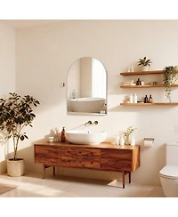 Laoties 30" x 36" Arched Metal Framed Wall Mounted Vanity Mirror for Bathroom, Bedroom and Entryway